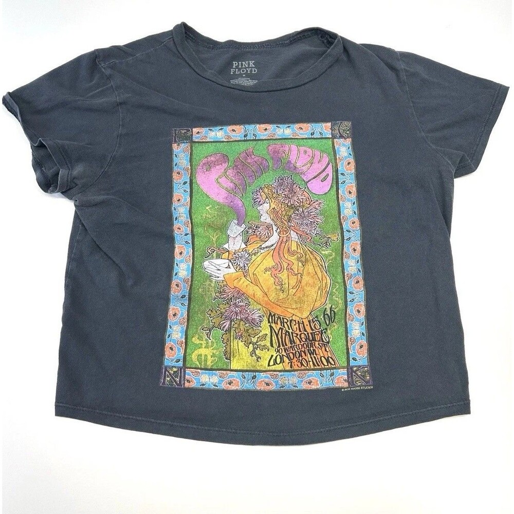 Pink Floyd Marquee London Grey Short Sleeve Acid Washed Shirt Women's Medium